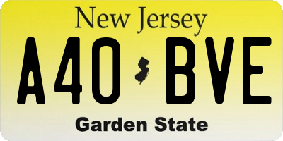 NJ license plate A40BVE