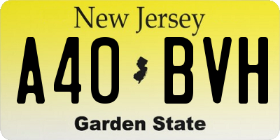NJ license plate A40BVH