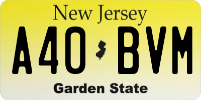 NJ license plate A40BVM