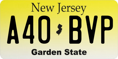 NJ license plate A40BVP