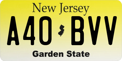 NJ license plate A40BVV