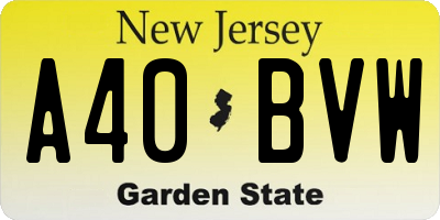 NJ license plate A40BVW