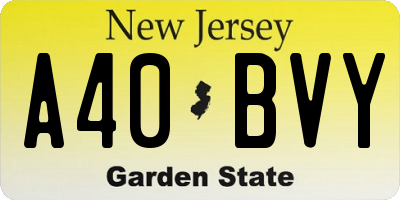NJ license plate A40BVY