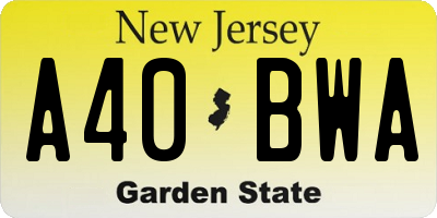 NJ license plate A40BWA