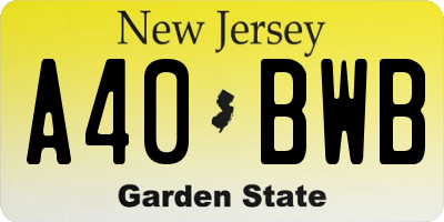 NJ license plate A40BWB