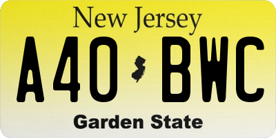 NJ license plate A40BWC