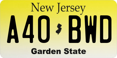 NJ license plate A40BWD