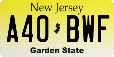 NJ license plate A40BWF