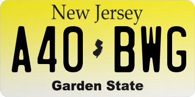 NJ license plate A40BWG