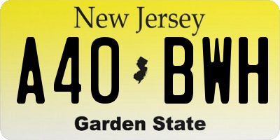 NJ license plate A40BWH