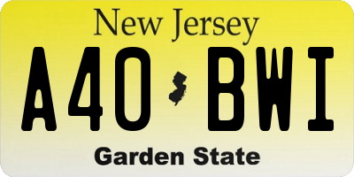 NJ license plate A40BWI