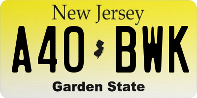 NJ license plate A40BWK