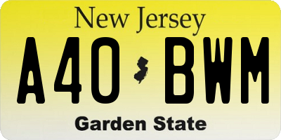 NJ license plate A40BWM