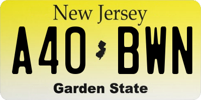 NJ license plate A40BWN