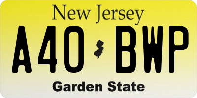 NJ license plate A40BWP