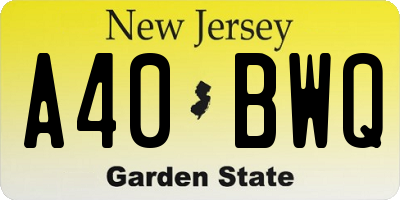 NJ license plate A40BWQ