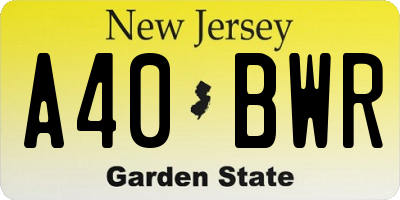 NJ license plate A40BWR