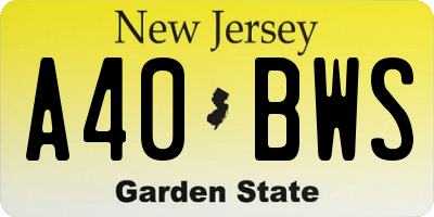 NJ license plate A40BWS