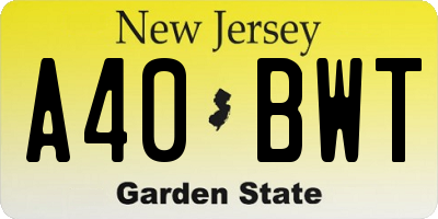 NJ license plate A40BWT