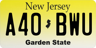 NJ license plate A40BWU