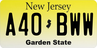 NJ license plate A40BWW
