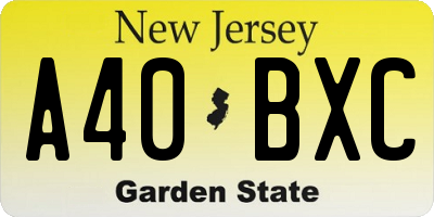 NJ license plate A40BXC