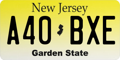 NJ license plate A40BXE