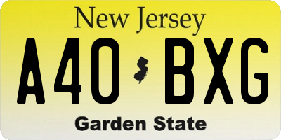 NJ license plate A40BXG