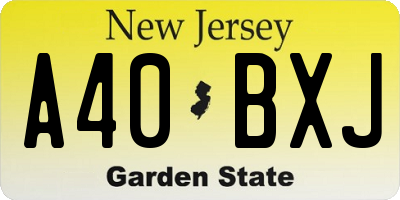 NJ license plate A40BXJ