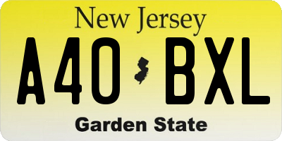 NJ license plate A40BXL