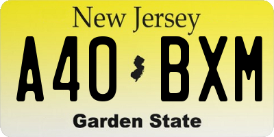 NJ license plate A40BXM