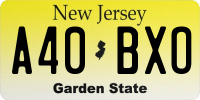 NJ license plate A40BXO