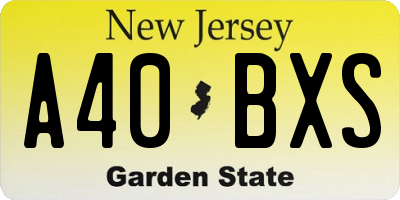 NJ license plate A40BXS
