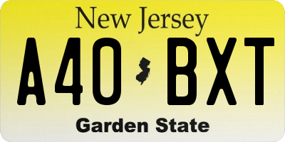 NJ license plate A40BXT