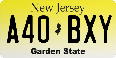 NJ license plate A40BXY