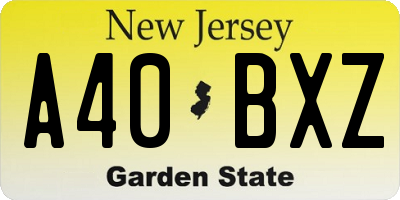 NJ license plate A40BXZ