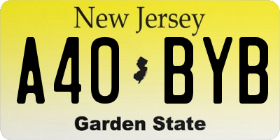 NJ license plate A40BYB