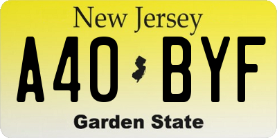 NJ license plate A40BYF