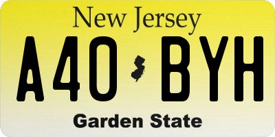 NJ license plate A40BYH