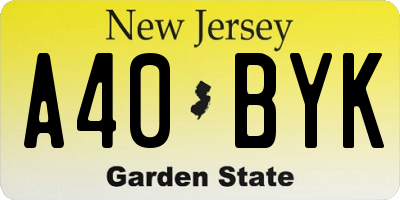 NJ license plate A40BYK