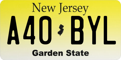 NJ license plate A40BYL