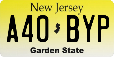 NJ license plate A40BYP