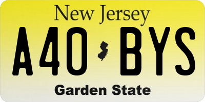 NJ license plate A40BYS