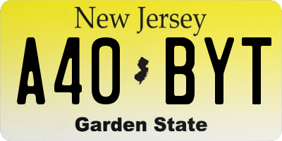 NJ license plate A40BYT