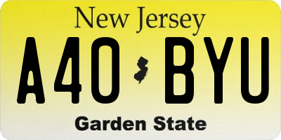 NJ license plate A40BYU
