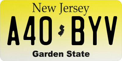 NJ license plate A40BYV