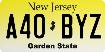 NJ license plate A40BYZ
