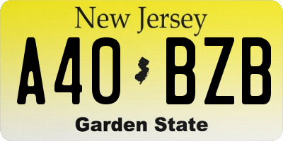 NJ license plate A40BZB