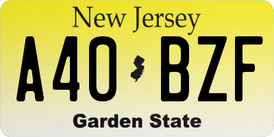 NJ license plate A40BZF