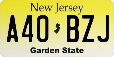 NJ license plate A40BZJ